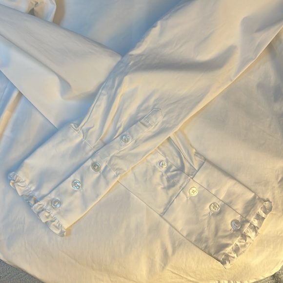 Veronica Beard White Ruffle Button Down Shirt Size 4 - Picture 5 of 5